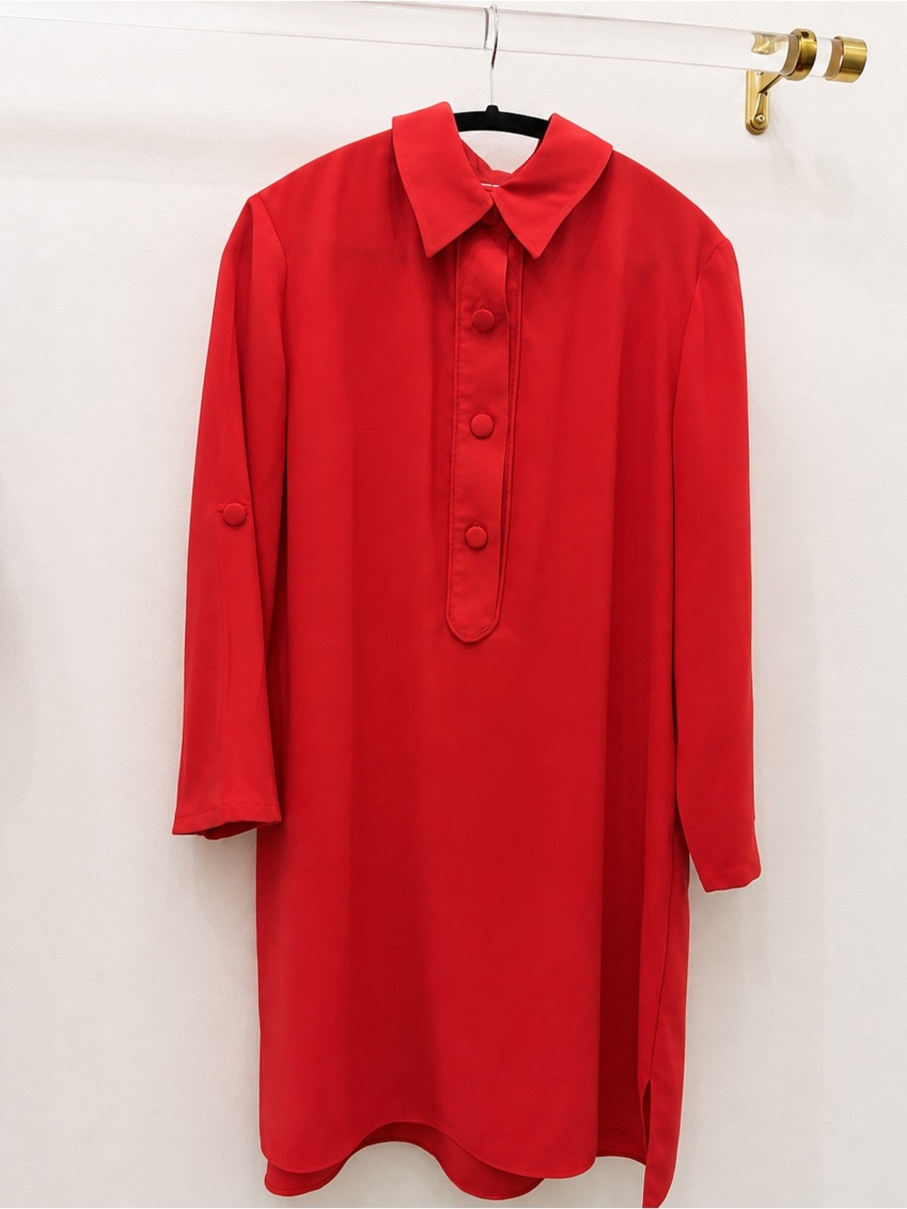 Trina Turk Red Long-Sleeve Tunic Dress